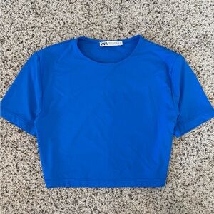 Zara Vibrant Blue Short Sleeve Crop Top